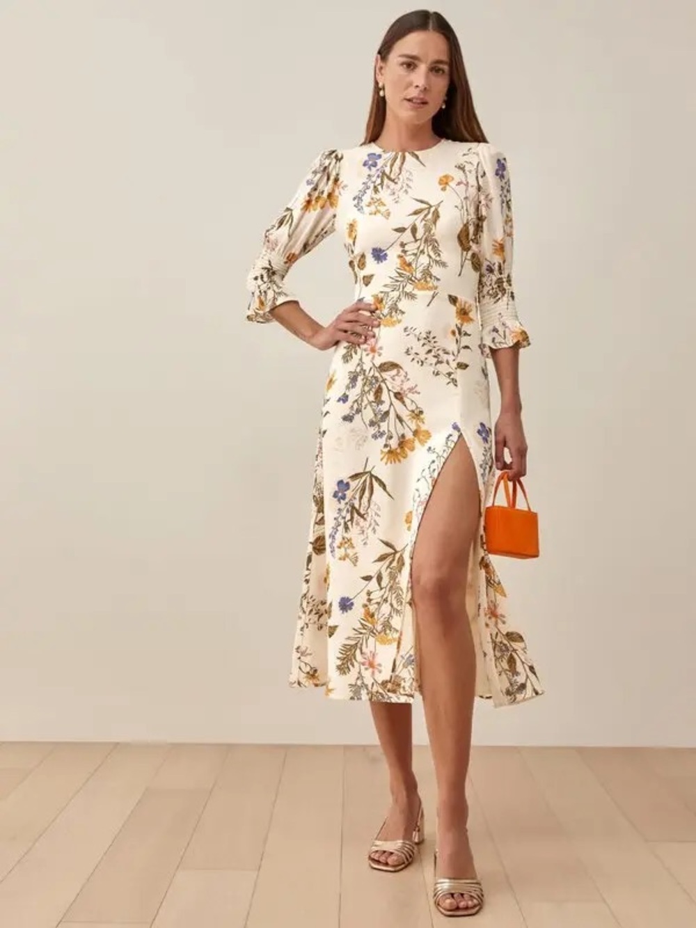 Reformation Carolena Dress white with florals